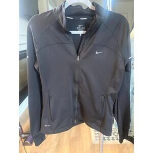 Nike women black full-zip Dri-FIT athletic running jacket Medium 6-10